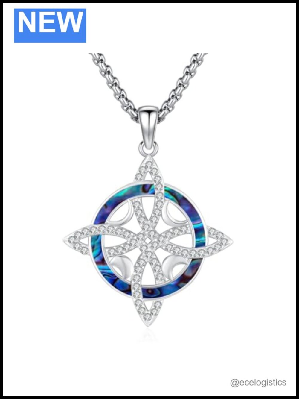 Witches Knot Pendant Necklace Sterling Silver Moissanite